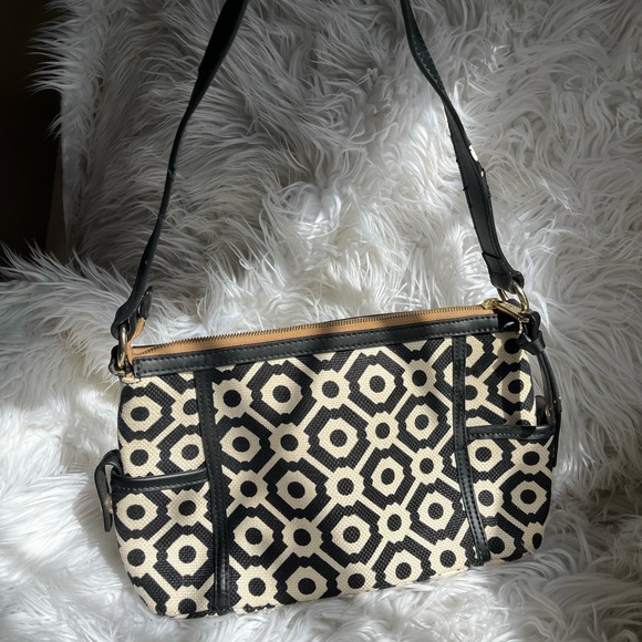 Spartina 449-Black & White Pender Simple Linen Shoulder Bag - Picture 4 of 5